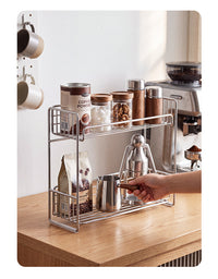 Stainless Steel Two-Tier Bathroom Organizer Shelf for Countertop