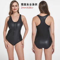 2mm光皮CR超弹橡胶潜水衣女士连体泳衣保暖三角前拉链潜水衣