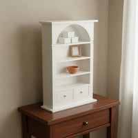 Arched Dollhouse Bookcase with Drawers Miniature Bookshelf European Design
