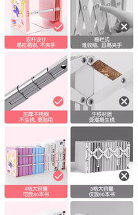 猫太子双杆可伸缩书立架书架简易桌上学生用书夹固定书本折叠收纳高中生ins风桌面书立放书的架子隔板书档板