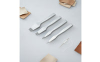 4 Pieces White Steel Leather Pricking Iron Set Sharp Diamond Stitching Punch Set Polished Leather Stitching Punch Multiple Sizes for Leathercrafters, Artisans, Hobbyists, Leathercrafting