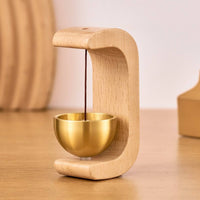 Japanese Design Entryway Brass Bell Crisp Pleasant Sound Wooden Frame Door Chime Solid Wood for Shop, Bedroom