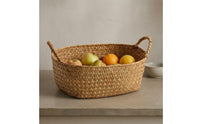 Oval Storage Basket Handmade Shelf Organizer Built-in Handles