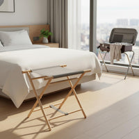 Hotel Luggage Stand Foldable Wooden Suitcase Rack X-Shaped Structure for Bedroom