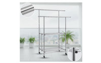 Stainless Steel Clothes Drying Rack with Shelves Two-Tier Clothes Rack with Shelves Collapsible Portable for Balcony