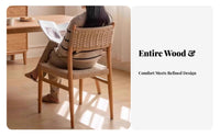 Woven Rear Side Chair Sturdy Wood Frame Household Furniture Vintage Design Ergonomic Rearrest for Homeowners, Families