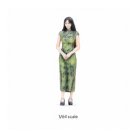 Qipao Figure 1/64 Scale Female Figurine Miniature with Qipao Dress Painted Model Standing for Collectors, Dioramas