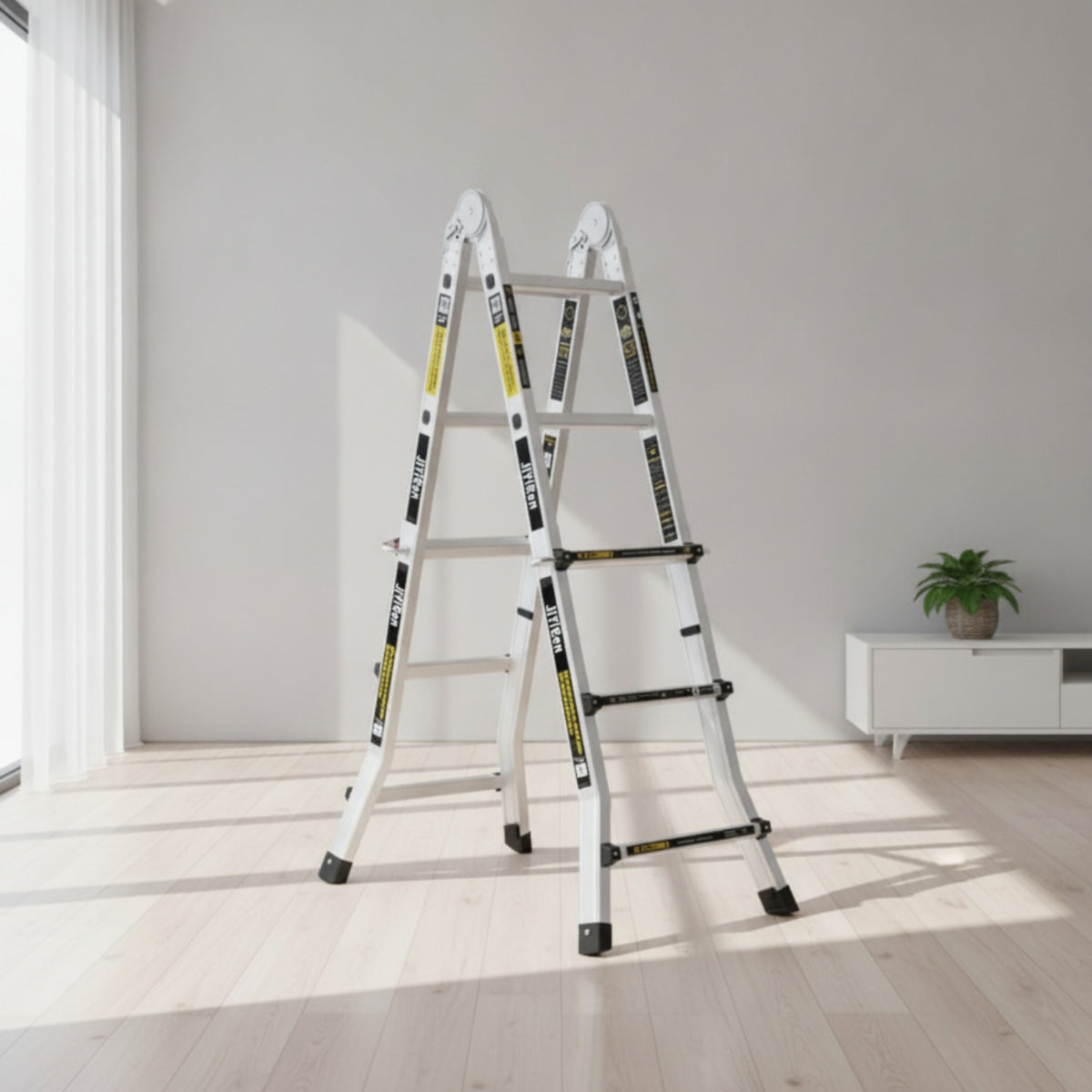 Foldable Step Ladder Anti-Slip Aluminum Ladder Sturdy Stepladder for Homeowners, Home Improvers, Home Maintenance, Workshop, Garage
