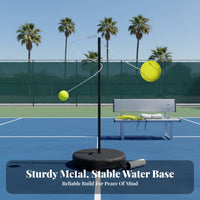 Easy to Install Solo Tennis Rebound Coach Stable Weighted Base Tether Tennis Set Tangle-Unrestricted for Beginners, Adults, Lawn, Playground