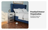 Bedside Drawer Cabinet Mechanical and Appearance Riveted Aeronautic End Table Vintage Look Multifunctional for Homeowners