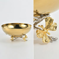 Bowl with Butterfly Base Ornate Gold Metal Bowl Elegant Compote for Vanity