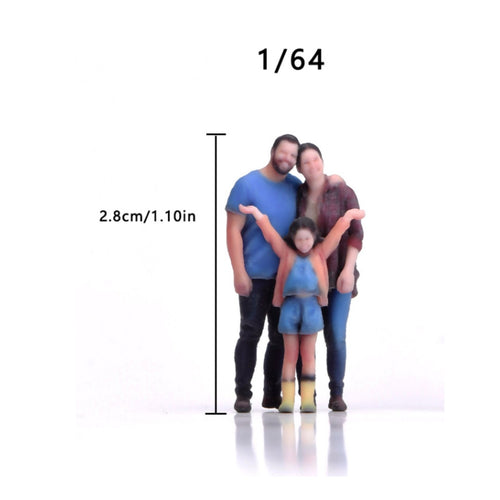 3 Pieces 1/64 Scale Family Figures Highly Detailed Hobby Model for Collectors