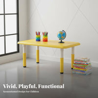 Plastic kids' Desk and Chair Kid-Safe Design 5-Piece Toddler Furniture Set Easy to Clean Lightweight for Daycare Center, Bedroom