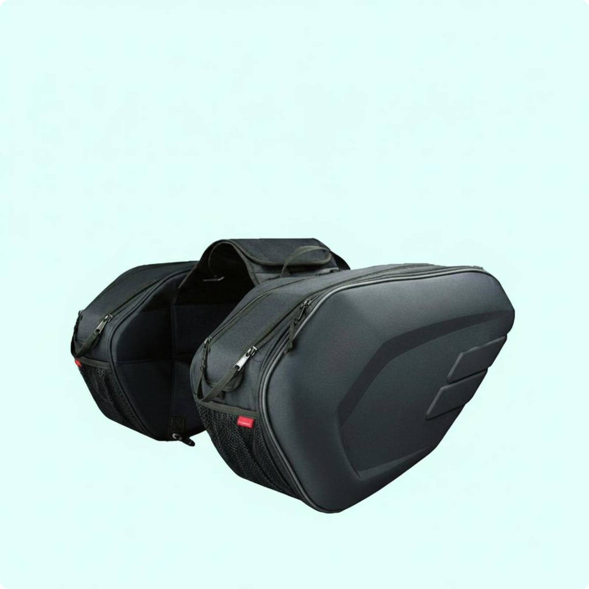 Zippered Motorcycle Saddle Bags Top Carry Handles Bike Storage Included Straps