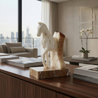 Horse Statue with Marble Base Elegant Horse Sculpture Minimalist for Entryway