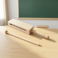 Natural Wood Percussion Instrument with Mallet Resonant Wooden Rhythm Block with Mallet Woody Wood Block with Handle Loud for Beginners, Students