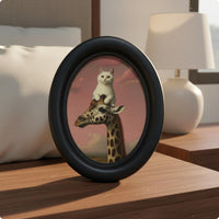 Oval Wood Photo Frame Wooden Look Tabletop Photo Holder Rustic Charm for Table