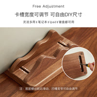 Solid Wood Desktop Storage Rack for Laptops, Adjustable Multi-Function Organizer