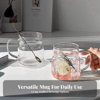 High Temperature Resistant Large Capacity Borosilicate Glass Cup Microwave Safe Large Handled Glass Cup Polished Rim for Daily Use, Home