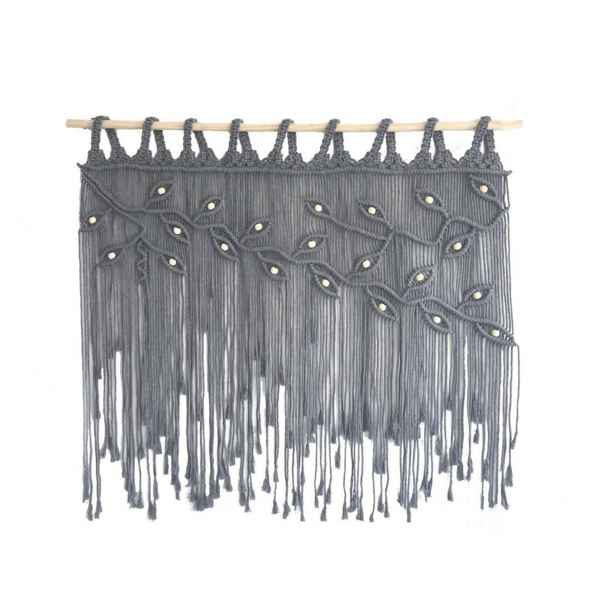 Macrame Wall Hanging with Wooden Dowel Bohemian for Doorway