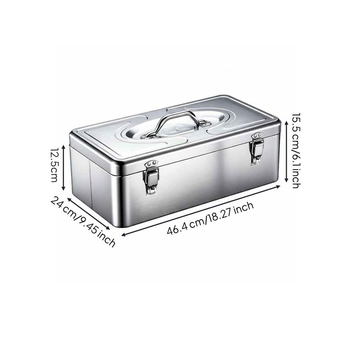 Stainless Steel Toolbox Brushed Silver Hard-Shell Toolbox Latch Closures