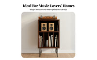 Vinyl Record Storage Cabinet Solid Wood Material Turntable Stand with Record Storage Large Capacity Mid-Retro Modern Console for Living Room, Bedroom