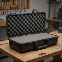 Molded Plastic Safeguarding Storage Case Locking Latches Foam Lined Case Black Portable Equipment Box Heavy Duty
