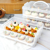Cupcake Carrier Box with Handle, Plastic Portable Dessert Stand Storage and Transport Container for Muffins
