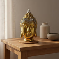 Shakyamuni Head Figurine Vintage Inspired Zen Design Buddha Bust for Tea Room
