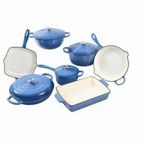 7 Pieces Cast Iron Cookware Set Even Heating Enameled Cast Iron Cookware Set Stovetop Cooking