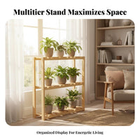 Wooden Plant Stand Slatted Shelves Multi-Tier Flower Shelf Sturdy for Homeowners