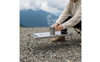 Stainless Steel Folding Table Lightweight Gas Canister heating guard Table Compact Portable Cooker Stand for Backpackers, Barbecue, Backpacking, Picnic