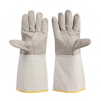 Heat Resistant Soldering Gloves with Canvas Cuffs Heavy-Duty Leather Soldering Gloves Long-Lasting Professional-Grade for Welders, Metalworkers, Blacksmiths, Metalworking, Forge Work