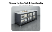 Sintered Stone Top Sideboard Large Capacity Kitchen Storage Cabinet Scratch Resistant Kitchen Buffet Cabinet for Homeowners, Pantry, Entryway, Hallway