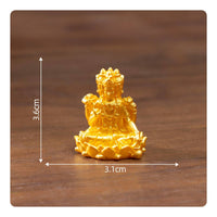 Gold Finish Miniature Buddha Statue Detailed Craftsmanship Southeast Asian God Statue Flat Base Small Resin God Sculpture for Buddhists, Dollhouse, Bookshelf, Desktop, Altar