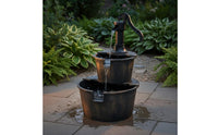 Wood Barrel Fountain Rustic Design Water Feature Easy Assembly for Yard, Patio