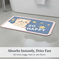 Diatomaceous Earth Bath Mat Super Absorbent Non-Slip Quick Dry Floor Mat for Bathroom and Home