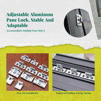 Aluminum Alloy Glazing Lock, Security Lock, Universal Holder, Upgraded Design, Easy Installation