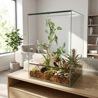 45cm Bark Textured Vivarium Decoration, Gecko Terrarium Accessories for Climbing, Realistic Branch with Green Red and Tangerine Foliage