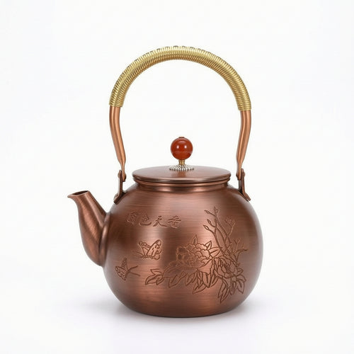 Copper Teapot Embossed Handmade Teapot Handcrafted Tea Pot for Collectors