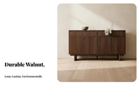 Solid Wood Black Walnut Console Cabinet Bone Line Design Sideboard Buffet Cabinet Hand Polished Wooden Sideboard Water-Based Paint for Homeowners, Apartment Dwellers, Families, Entryway, Hallway, Home Office