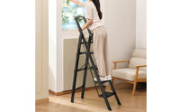 Foldable Step Ladder with Wide Pedal Aluminum Folding Step Ladder Anti-Slip Portable for Homeowners