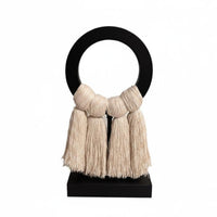 Cotton Rope Art Decor Artistic Imperfection Design Black Hoop Tassel