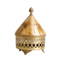 Ornate Brass Canister Tabletop Display Decorative Brass Jar Lid for Storage