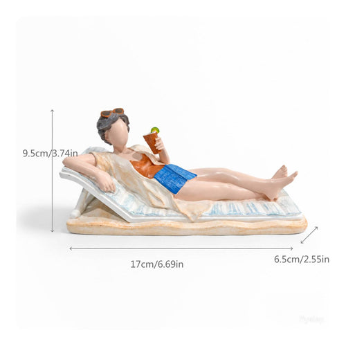Girl Drinking Figurine Cute Coastal Girl Figurine Hand-Painted Look