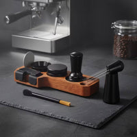 7 Pieces Espresso Organizer with Tools Wooden Coffee Tool Storage Board Compact Pressing Station for Kitchen Counter