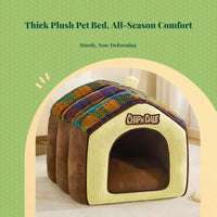 Insulated pet house with removable indoor bed
