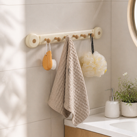 6 Hook 3M Hooks Wall Hooks Storage Rack, Pressure-mounted No-Drill Installation Synthetic Material for Bathroom, Kitchen, Bedroom Door