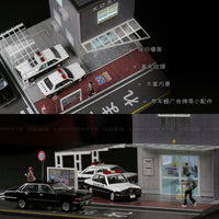 Guangying Zaowu 1/64 Police Station Light Scene Parking Space Building Model Miniature Scene