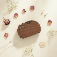 Cat Shaped Jewelry Box Wood Wooden Cat Trinket Box Portable Personal Organizer for Dresser